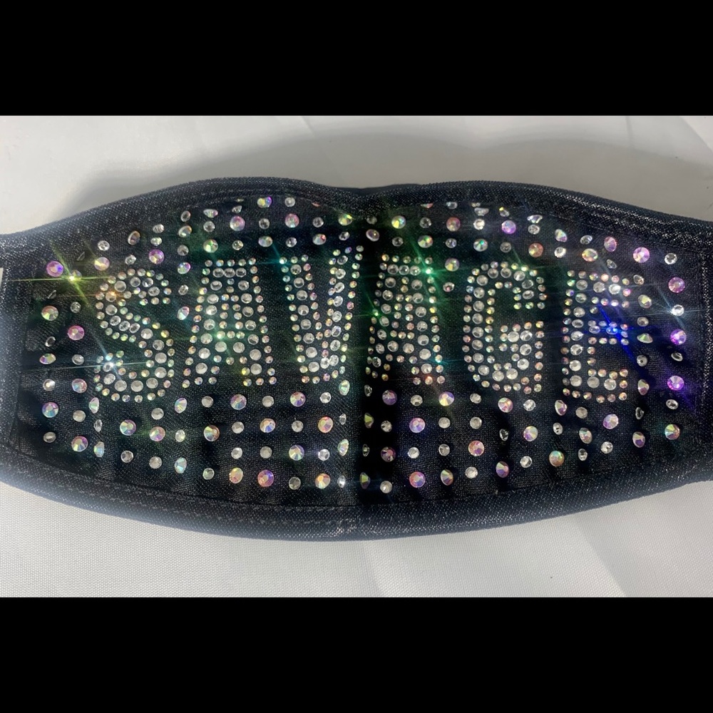 Iridescent Rhinestone Face Mask - Picture 3 of 12
